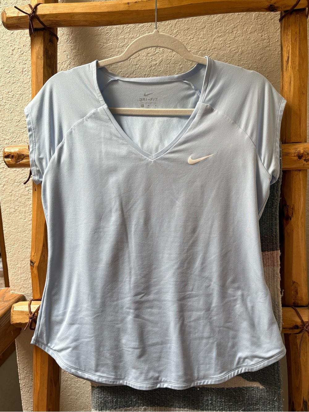 Nike Women’s Ice Blue Dri-FIT V-Neck Athletic Tee